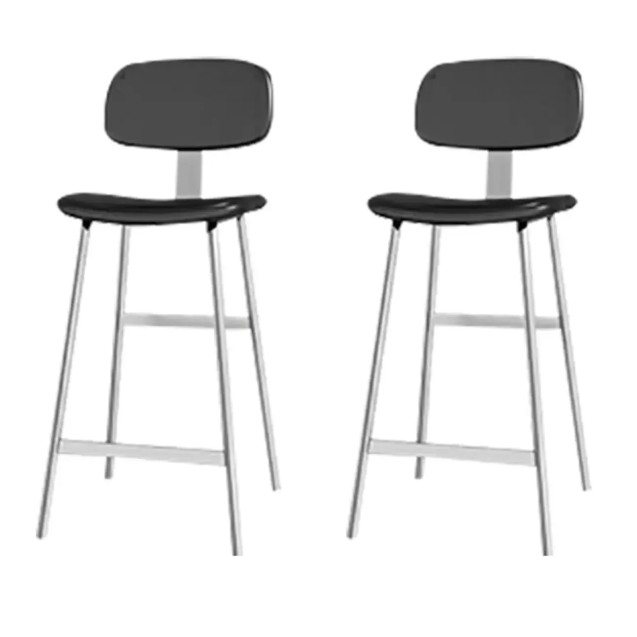 Industrial Faux Leather Metal Frame Bar Stools with Backs