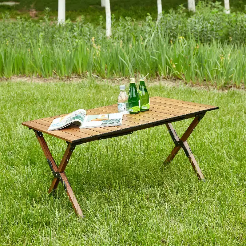 AEELLEEA Portable Folding Camping Table, Lightweight Aluminum Roll-Up Table for Outdoor Picnic, BBQ & Backyard