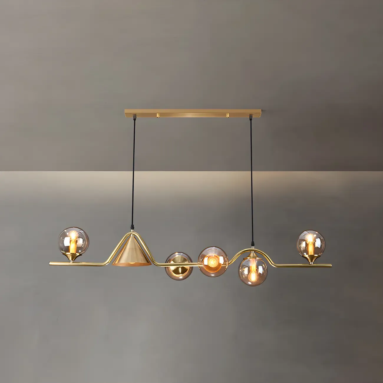 Kitchen Modern Gold Glass Globe Island Chandelier