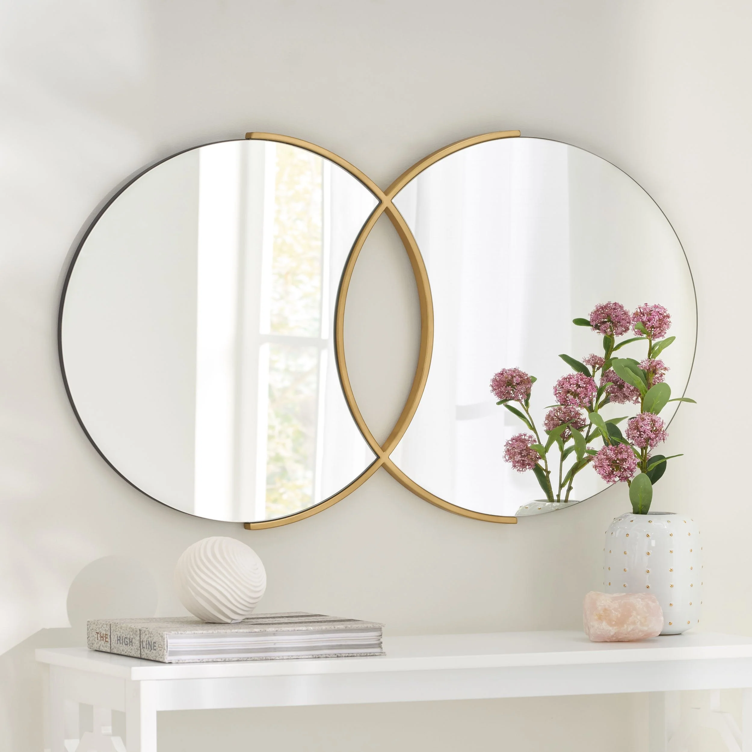 Modern Glam Overlapping Round Wall Mirror - NH935313