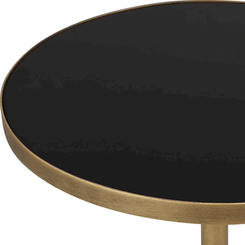 Geometric Antique Bronze Accent Table with Glass Top, Single