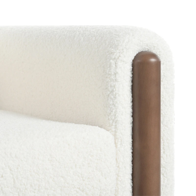 White 33.5 Upholstered Accent Chair with Walnut Legs