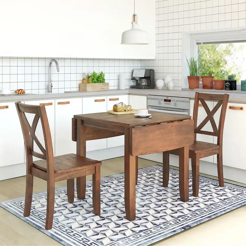 Merax 3-Piece Wood Drop Leaf Breakfast Nook Dining Table Set