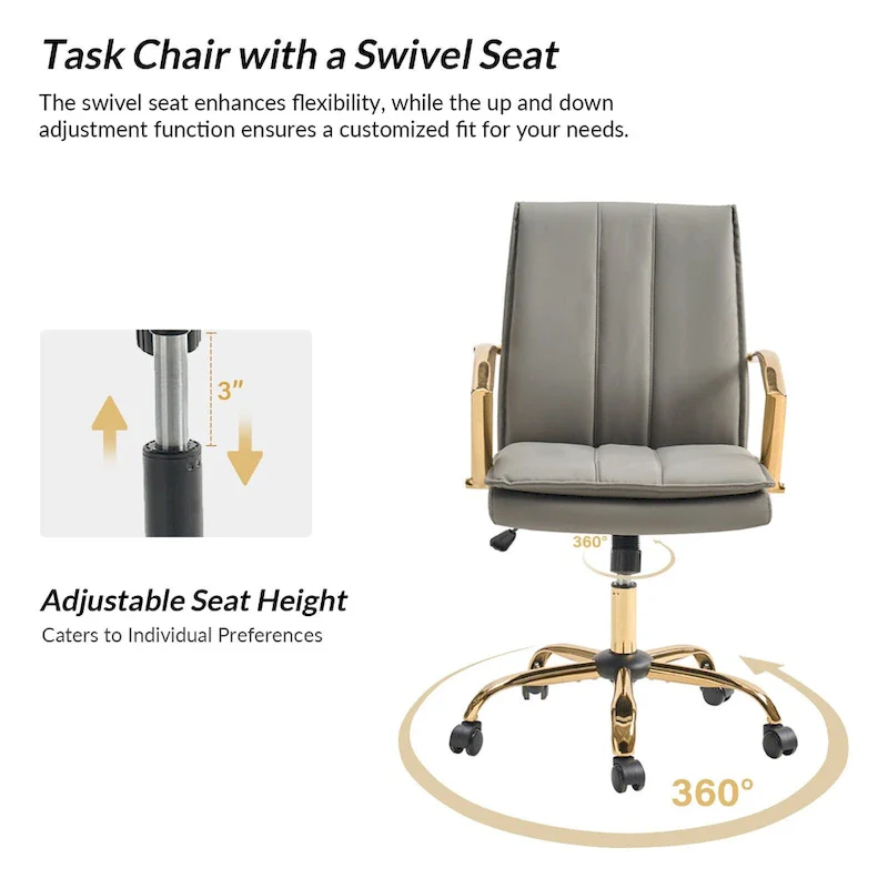 Ignacio Modern Leather Rocking Office Chair with Metal Base by HULALA HOME