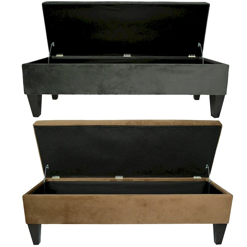 MJL Furniture Brooke 10 Button Tufted ENNIS Long Storage Bench Ottoman