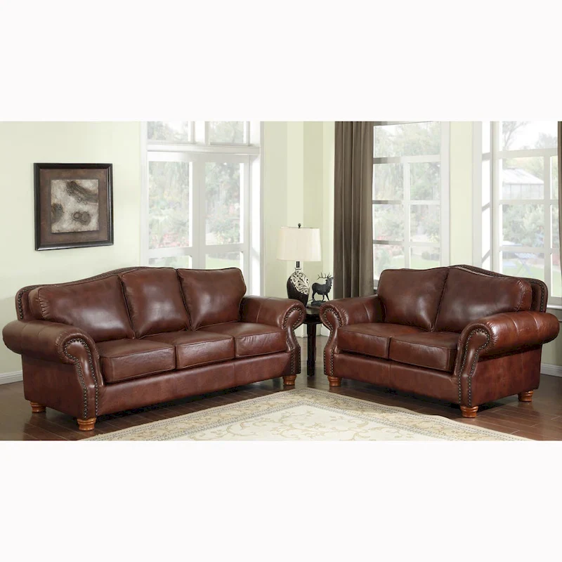 Leather sofa and love sofa set