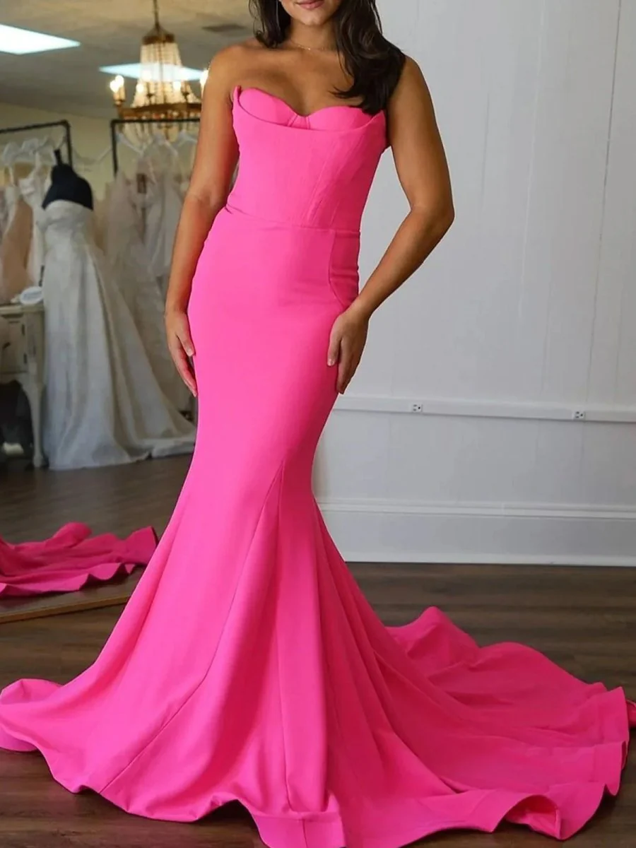 Strapless Mermaid Long Prom Dress with Slit