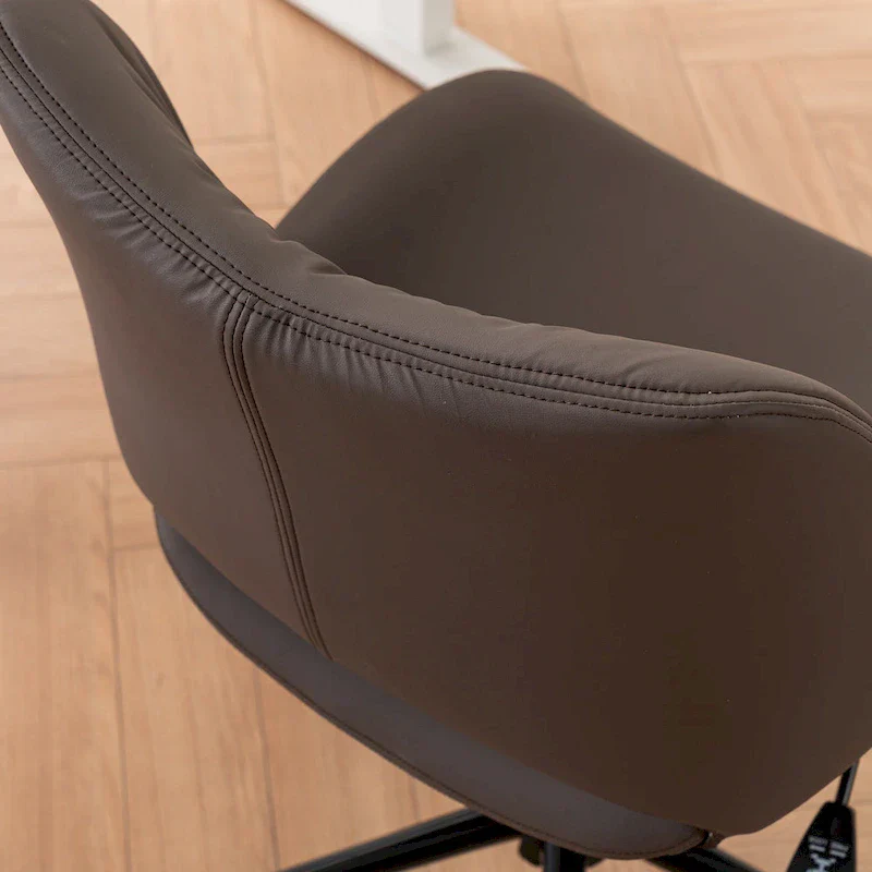Leather Swivel Office Chair with Wheels - Armless