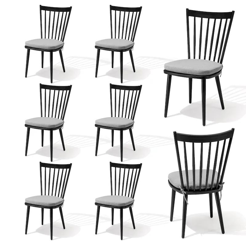 Dining Chairs Aluminum Armless with Cushion Outdoor Patio Kitchen Dining Room - See Picture