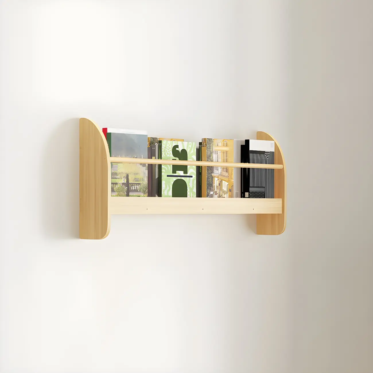 Modern Slim Wood Wall-Mounted Bookshelf