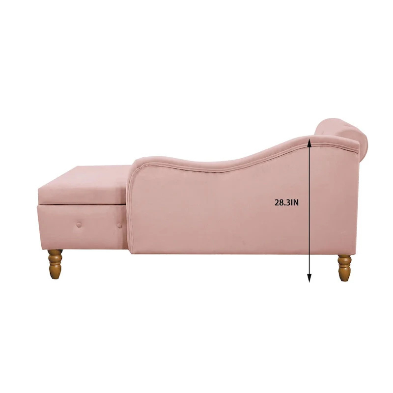 Pink Velvet Button Tufted Chaise Lounge - Single Seater