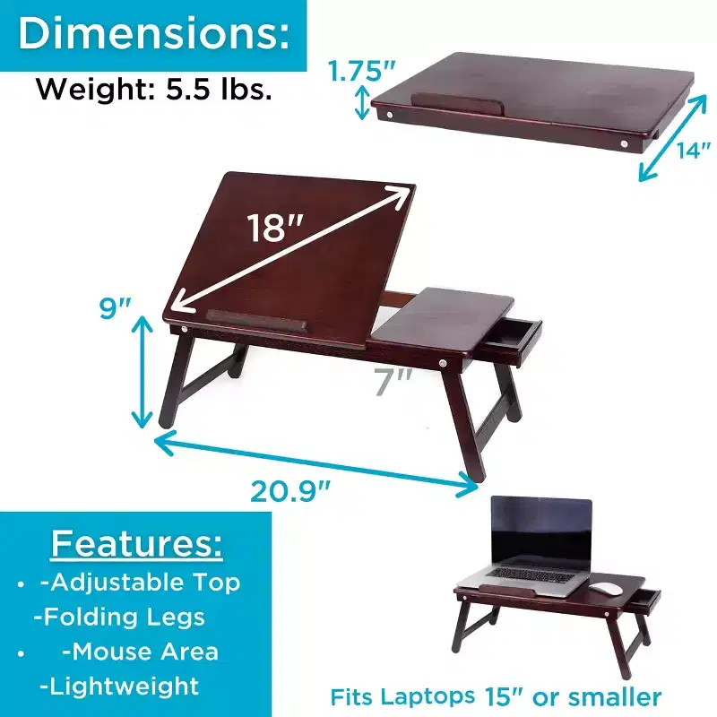 BirdRock Home Bamboo Laptop Bed Lap Tray - Natural