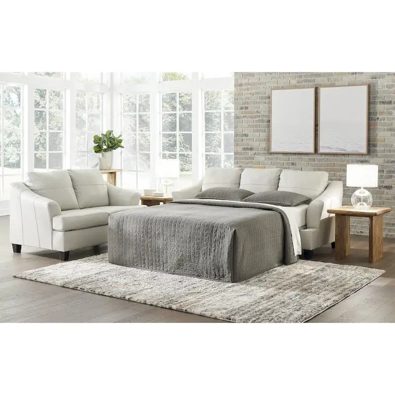 Brown Leather Match Queen Sofa Sleeper, 2-Person, 88