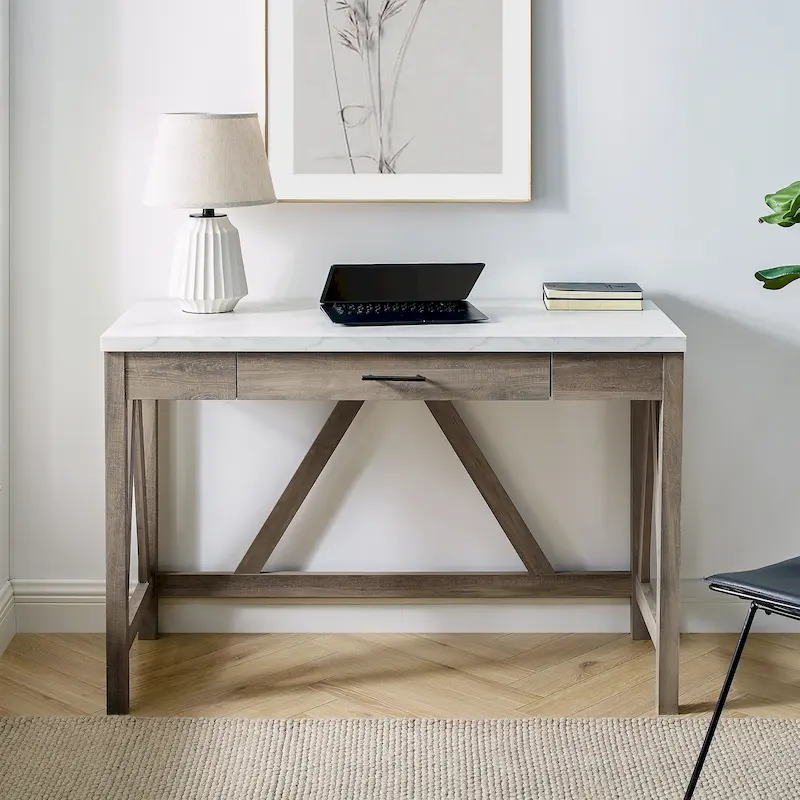 Paradise Hill A-Frame Writing Desk with Center Drawer – MDF & Laminate