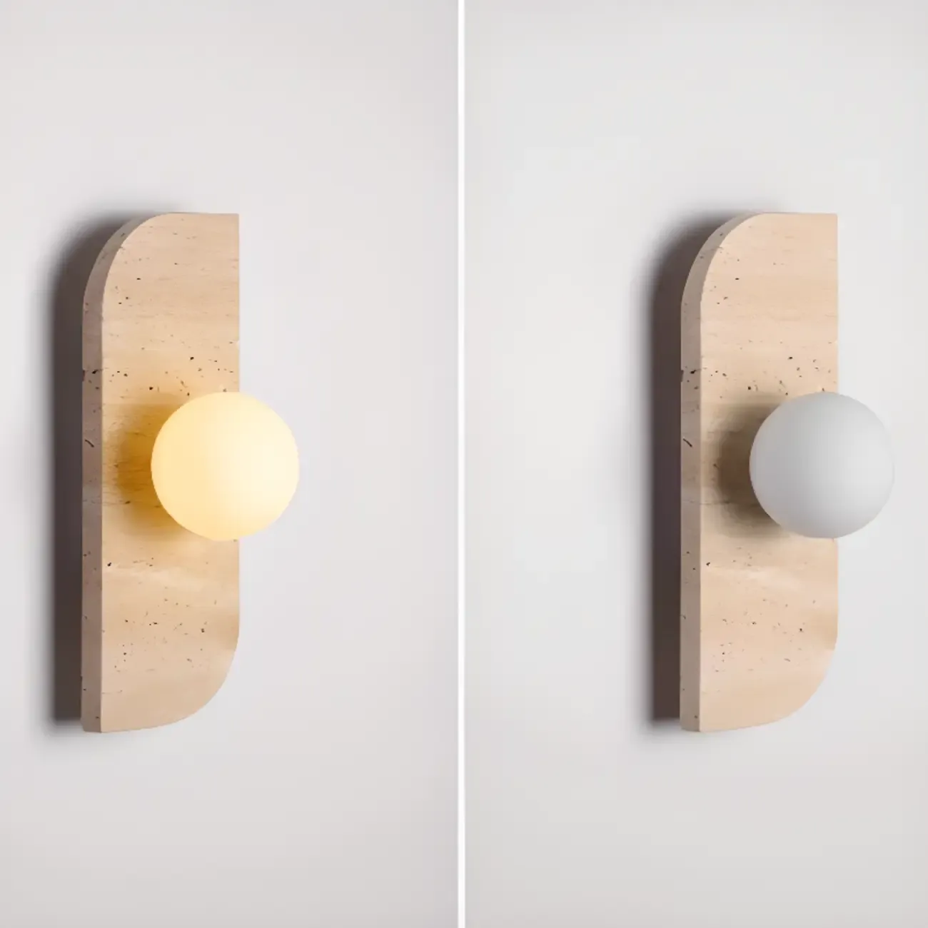 Modern Beige Stone Glass Globe Ambient Wall Sconce