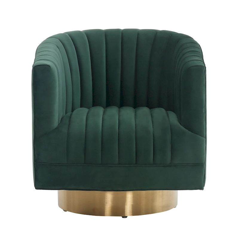 SAFAVIEH Couture Matejka Swivel Channel Tufted Barrel Chair - 28 W x 31 L x 30 H - 28Wx31Dx30H