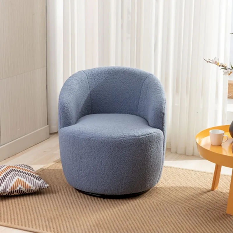 360° Swivel Barrel Accent Chair – Soft Teddy Fabric, Ergonomic Backrest