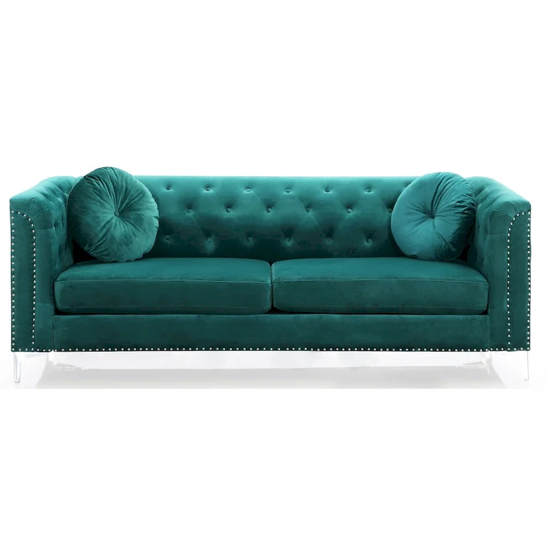 Pompano Velvet Button Tufted Sofa