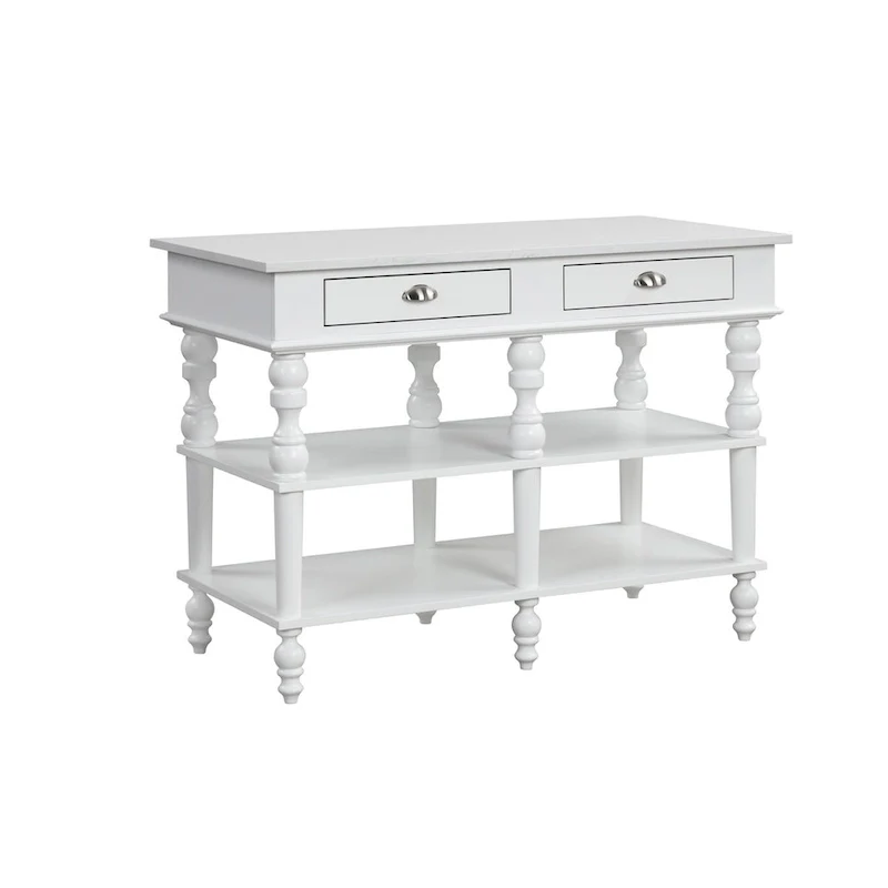 Leota White 2-Drawer Kitchen Island