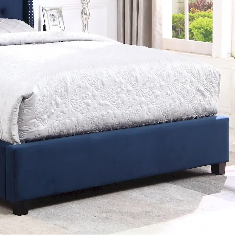 Summit Wingback Tufted Upholstered Bed with Nailhead
