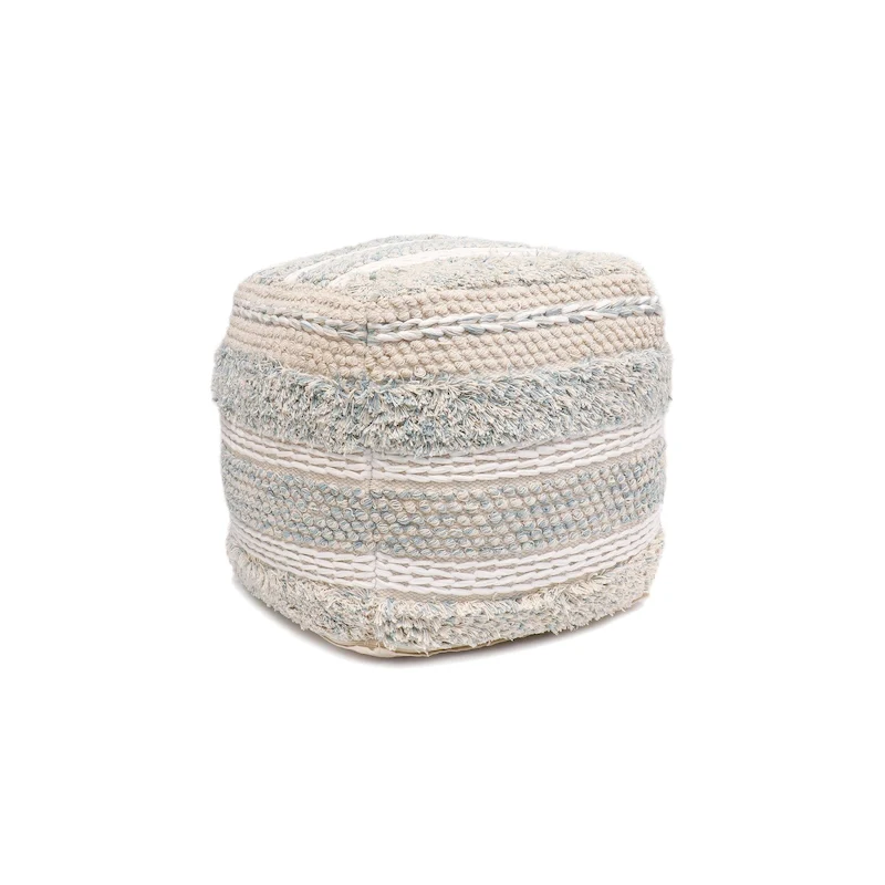 Pasargad Home Grandcanyon Braided Cotton Pouf, 20 Beige