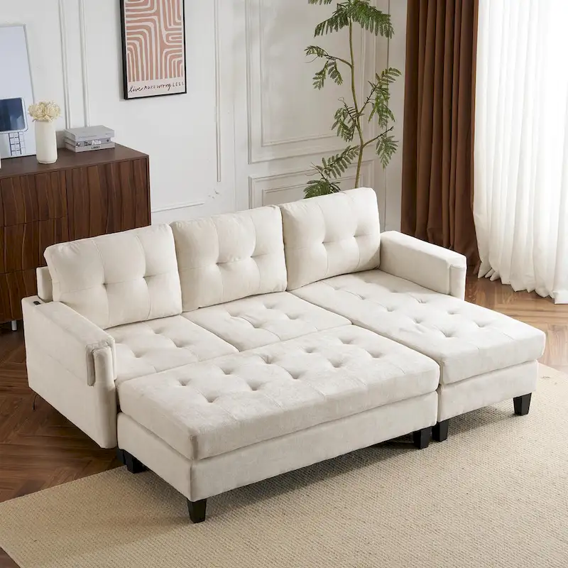 83.4inch L-shaped Sofa Sectional Couch Sofa Bed