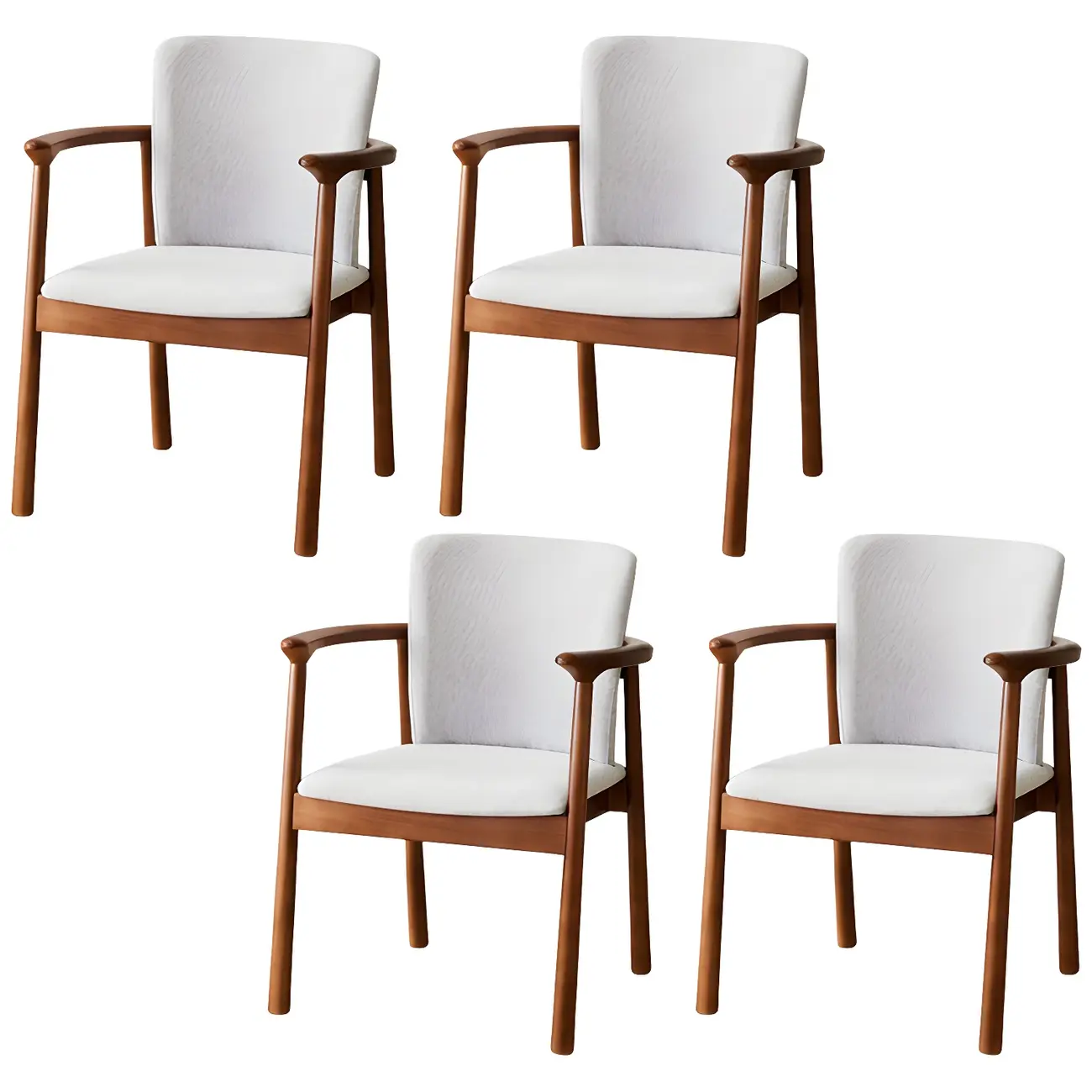 Modern Upholstered Rubberwood Arm Dining Chair Set of 2