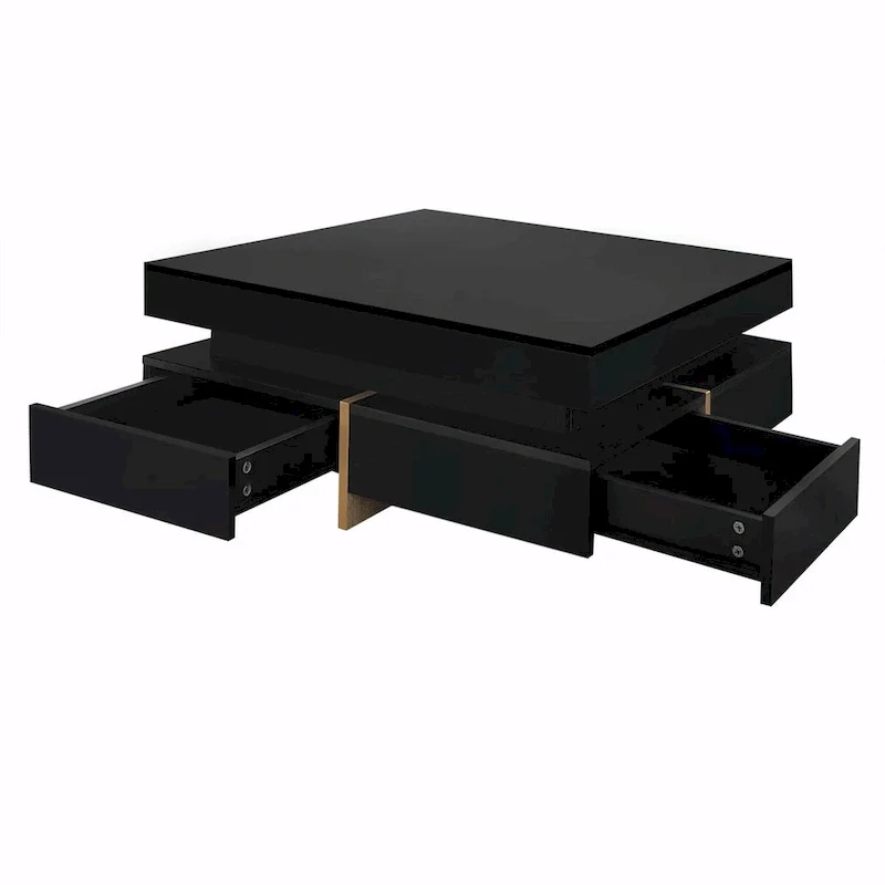Stylish High Gloss Coffee Table with 4 Drawers