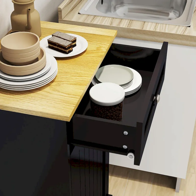 White Tilt-Out Trash Cabinet with Drawer - Single Compartment for Kitchen