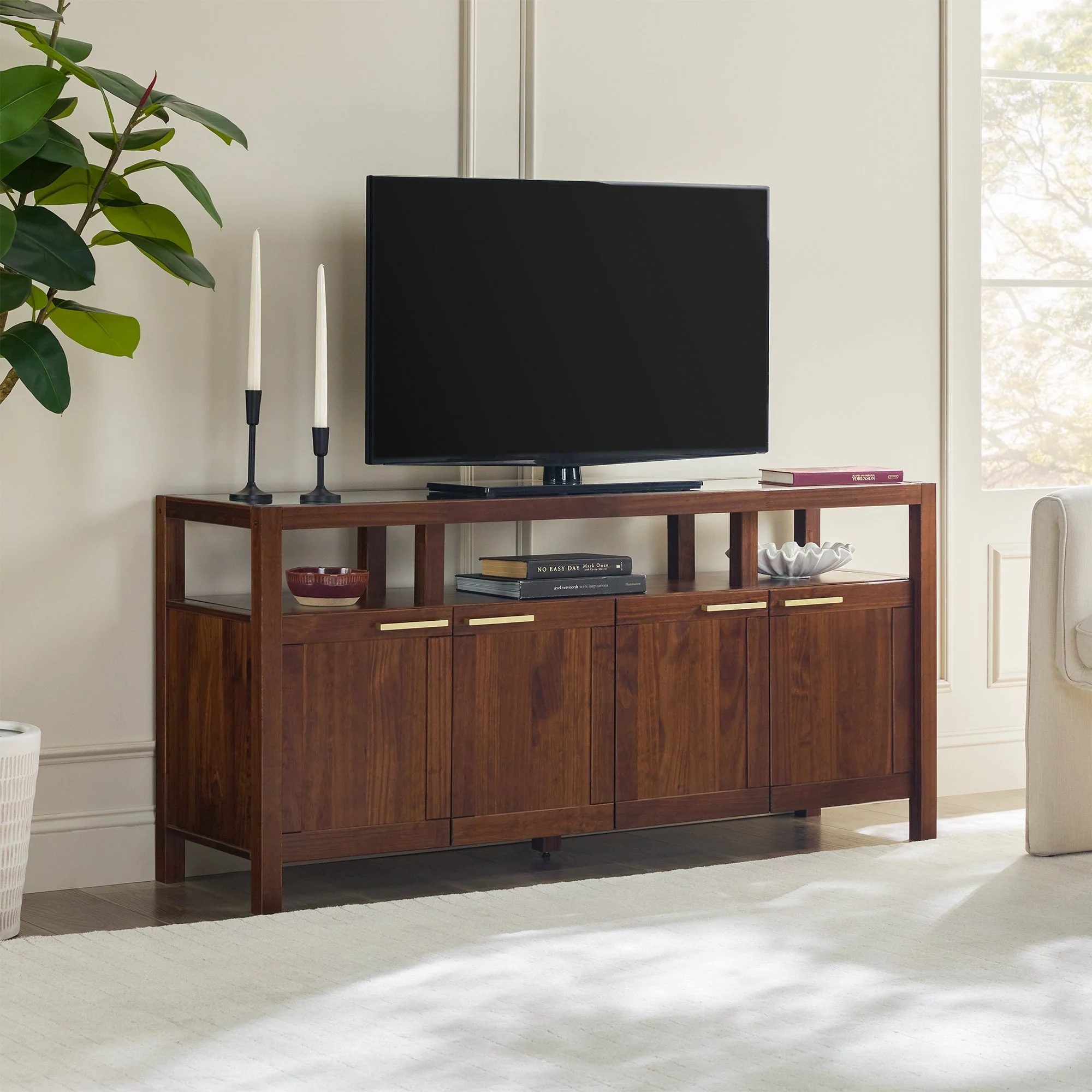 Isla Modern TV Stand with Glass Top