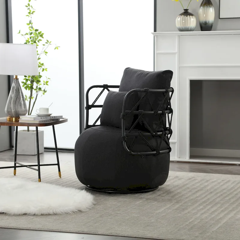Upholstered Accent Chair with Metal Base