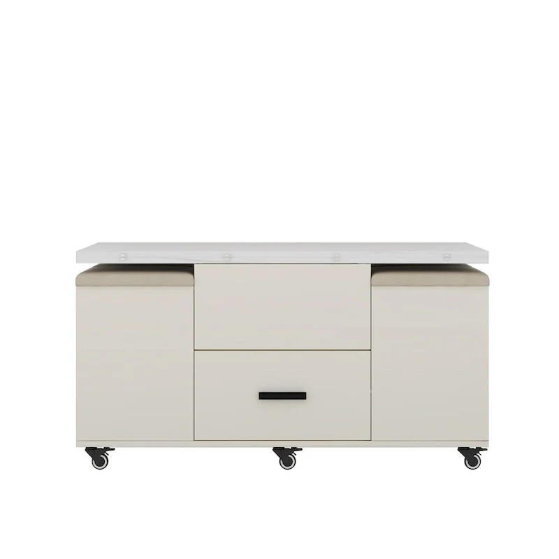 Modern Lift-Up Coffee Table with 4 Stools and 2 Drawers