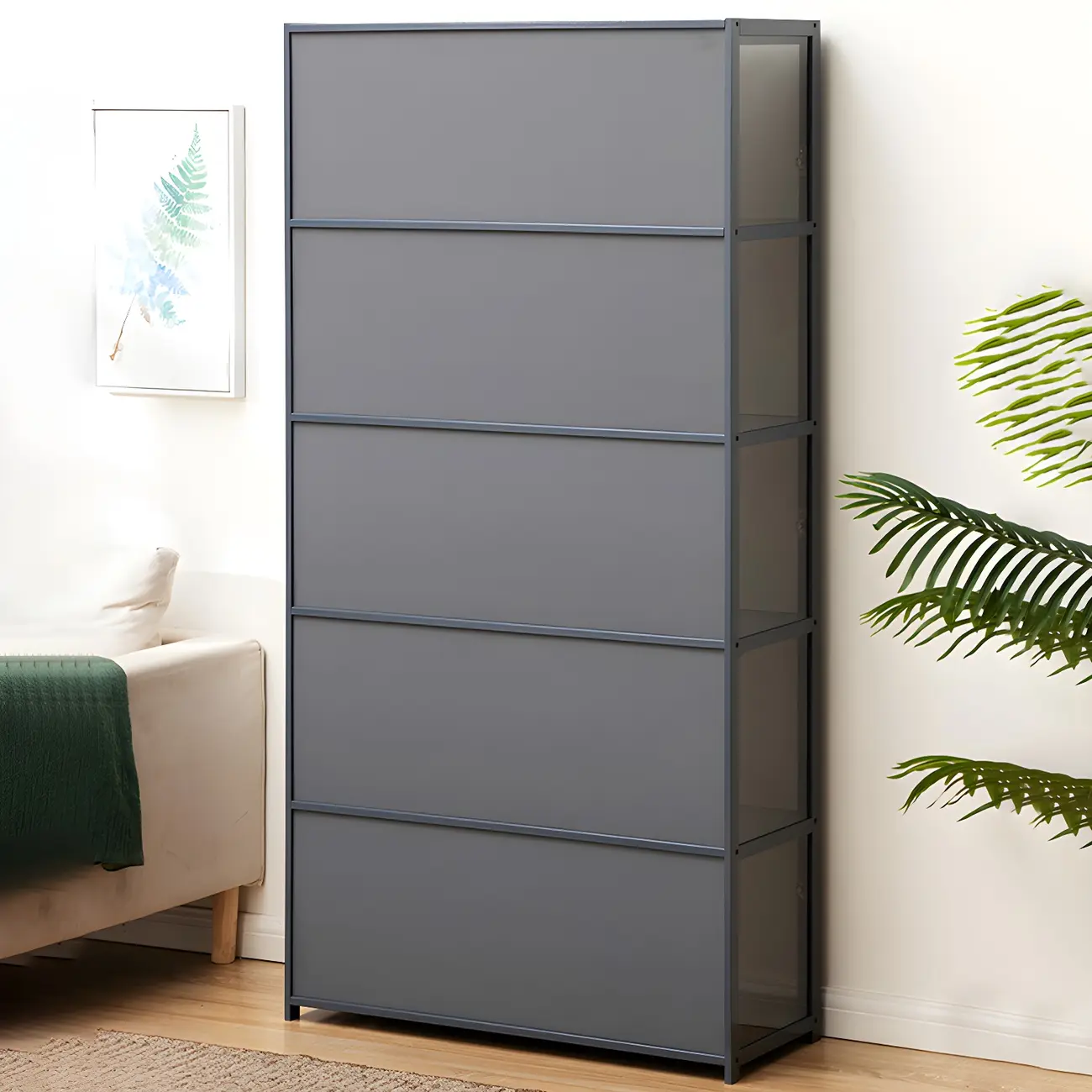 Modern Natural Bamboo Acrylic Standard  Display Cabinet