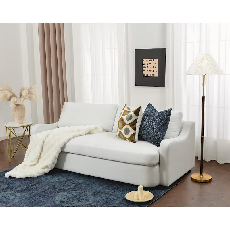 KINWELL 3-Seater Linen Upholstered Deep Seat Sofa with Flippable Cushions, 90 W