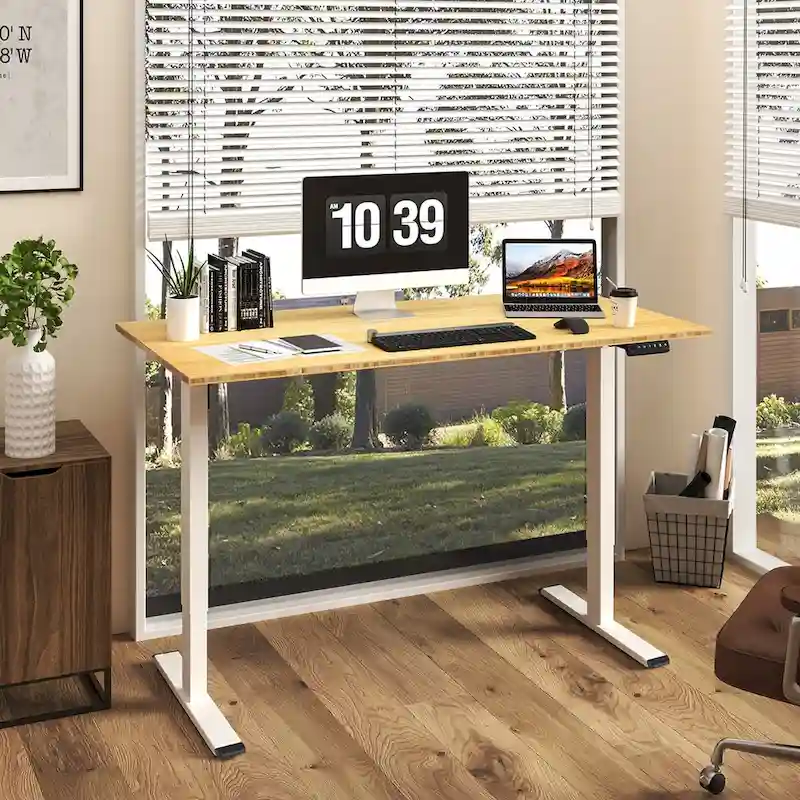 Bamboo Electric Height Adjustable Standing Desk - Single User