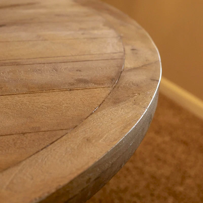 54 in. Round Dining Table, Natural Wood Finish – Brown, Seats 4–6