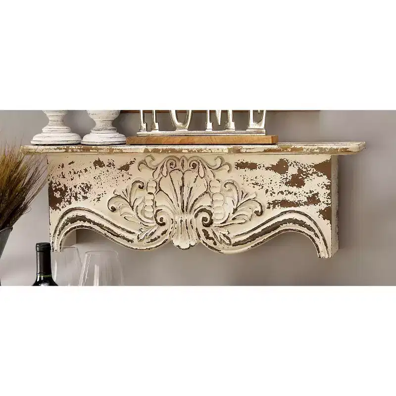 28" x 9" Rustic Fir Wood Wall Shelf - Olivia & May: Vintage Decor, No Hooks, Fully Assembled
