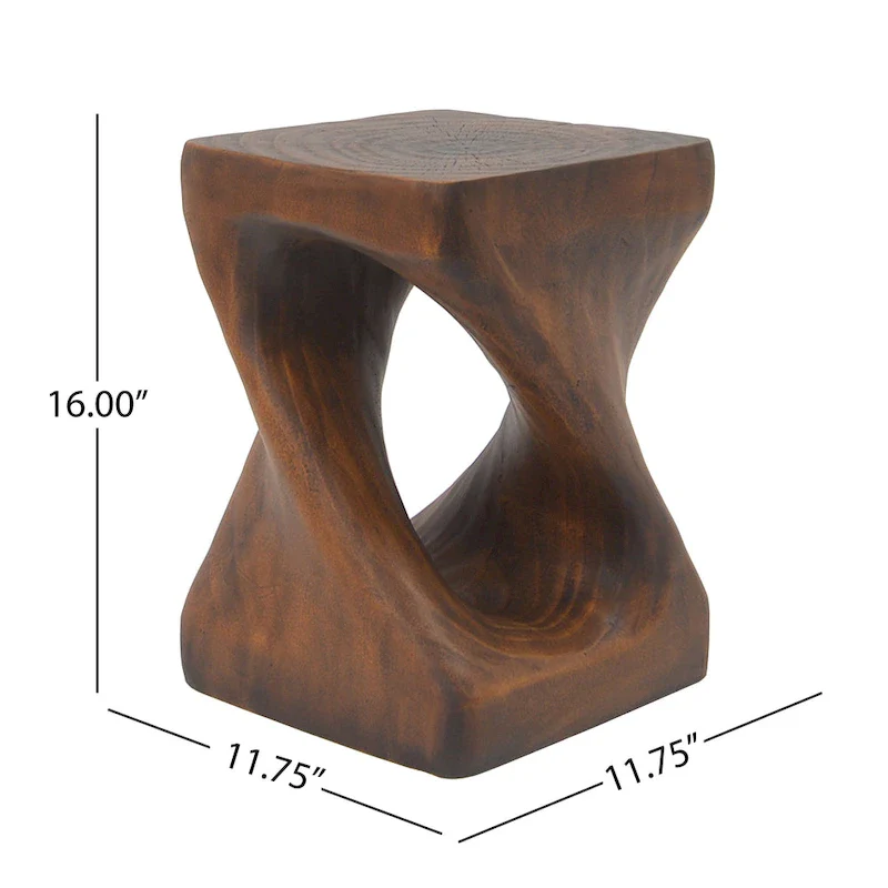 MGO Twist Shape Side Table, Wood-like Texture