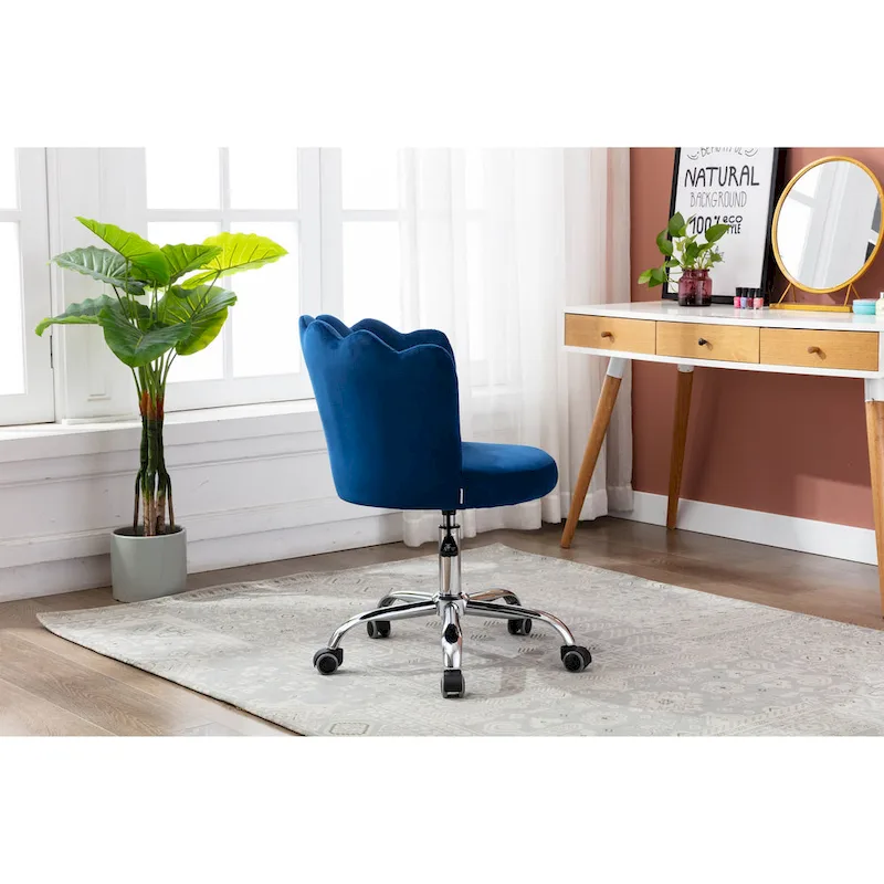 Velvet Upholstered Adjustable Height Swivel Home Office Chair