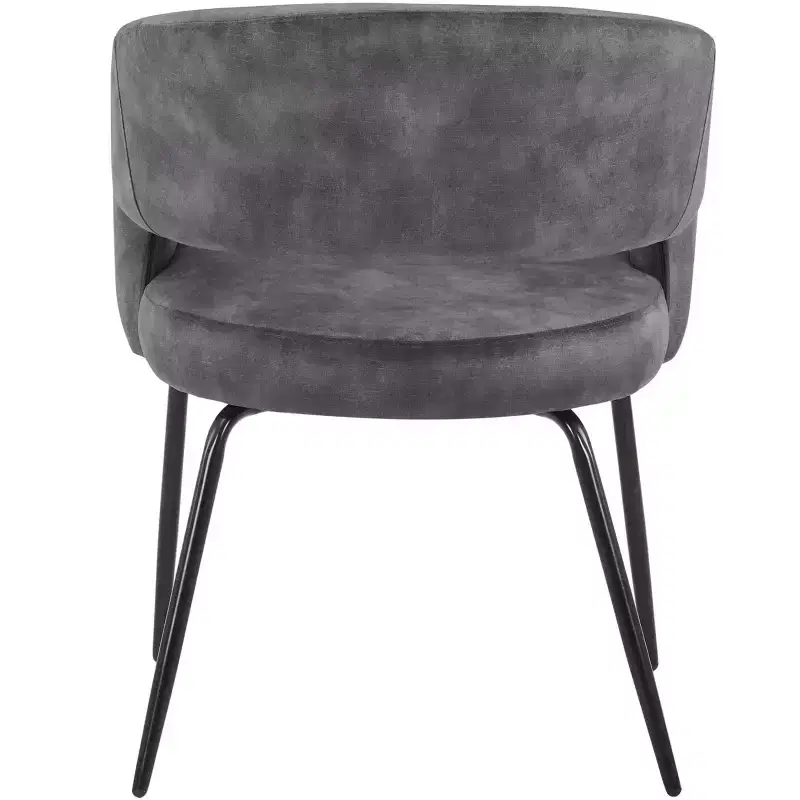 LeisureMod Dining Chair Upholstered in Velvet/Leather with Open Curved Backrest and Powder-Coated Iron Legs Gavin Collection Set of 2