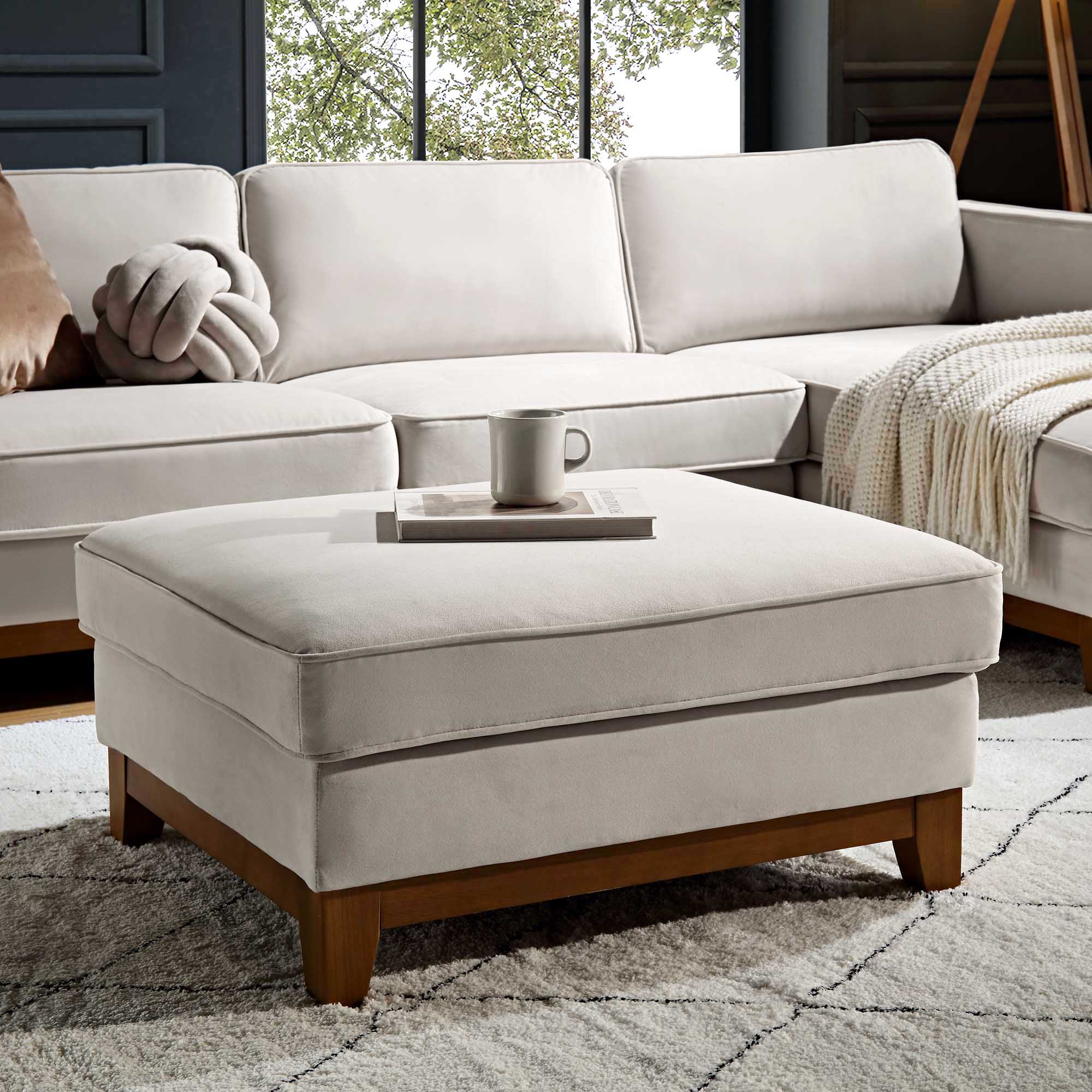 Champagne Velvet Storage Footstool