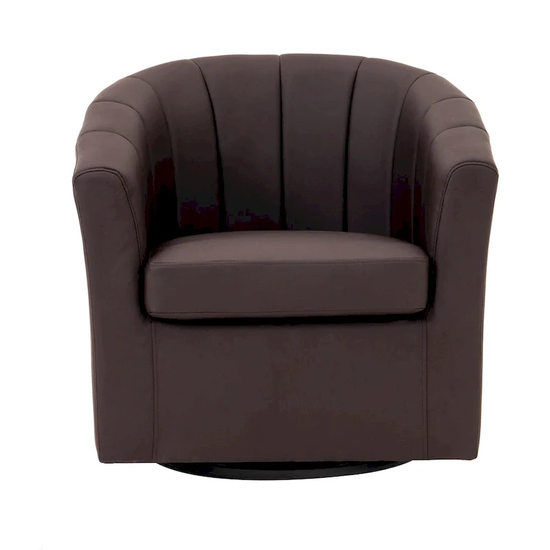 Swivel Barrel Accent Chair - Faux Leather Single Seat