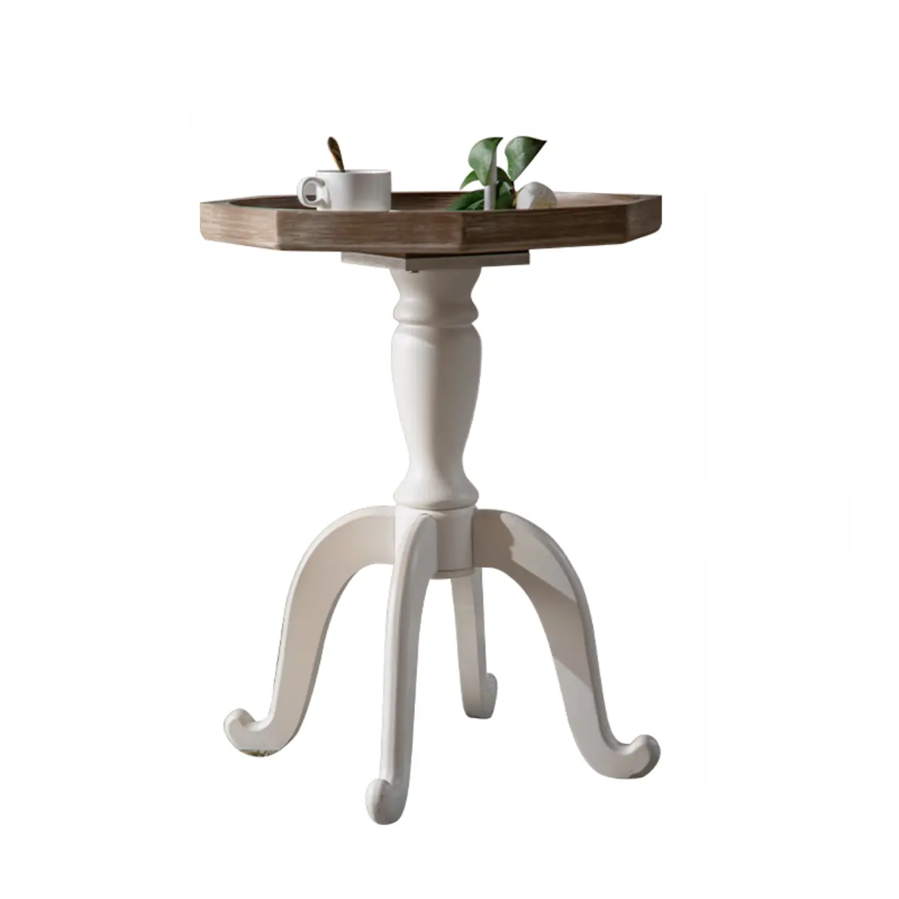 Rustic Wood Accent Side Table with Tray Top for Living Room