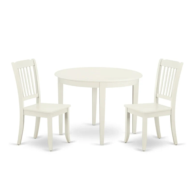 East West Furniture Kitchen Table Set- A Round Dining Table and Dining Room Chairs, Linen White (Pieces Options)