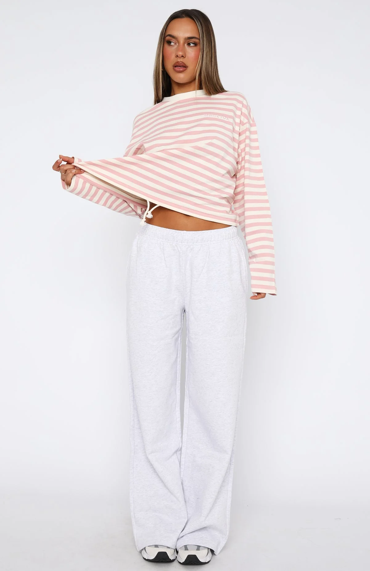 Give It A Rest Wide Leg Sweatpants Grey Marle