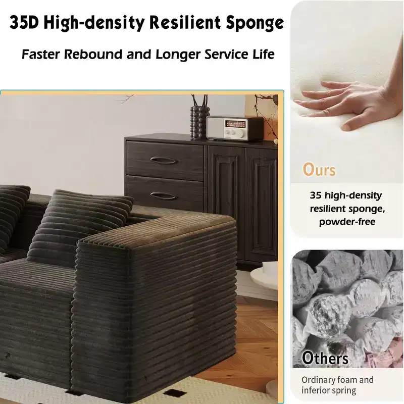 Whisen Modular Sectional Sofa with Chaise, L Shaped Cloud Couch, No Assembly Required