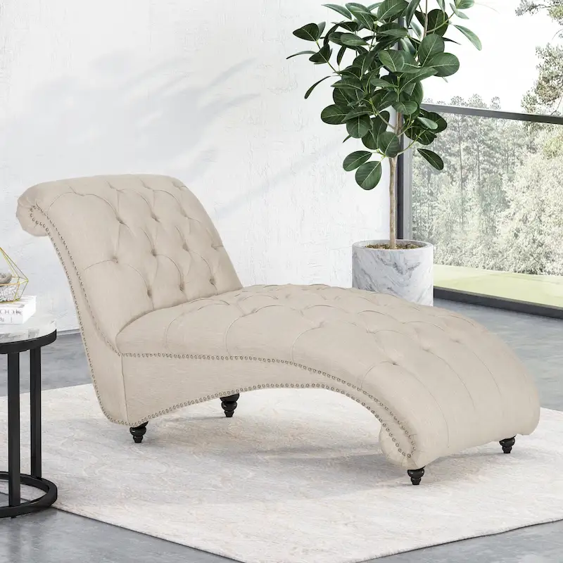 Varnell Contemporary Button Tufted Chaise Lounge by Christopher Knight Home - 64.25 L x 29.00 W x 33.75 H