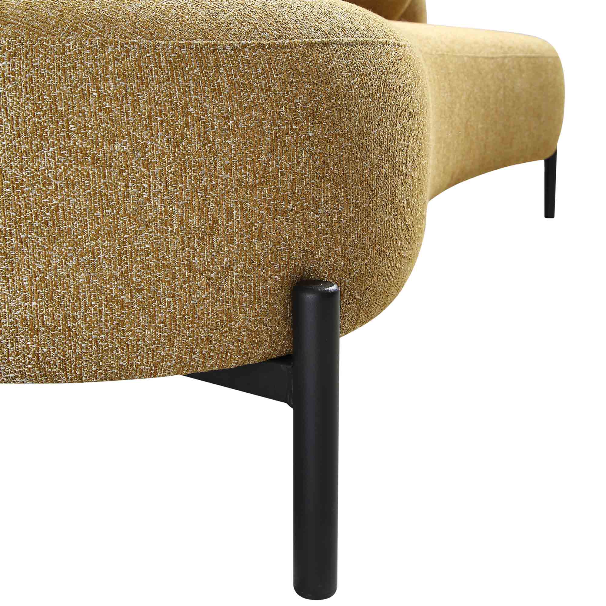 3-Seater Curved Sofa with Ball Cushions, Marigold Textured Fabric