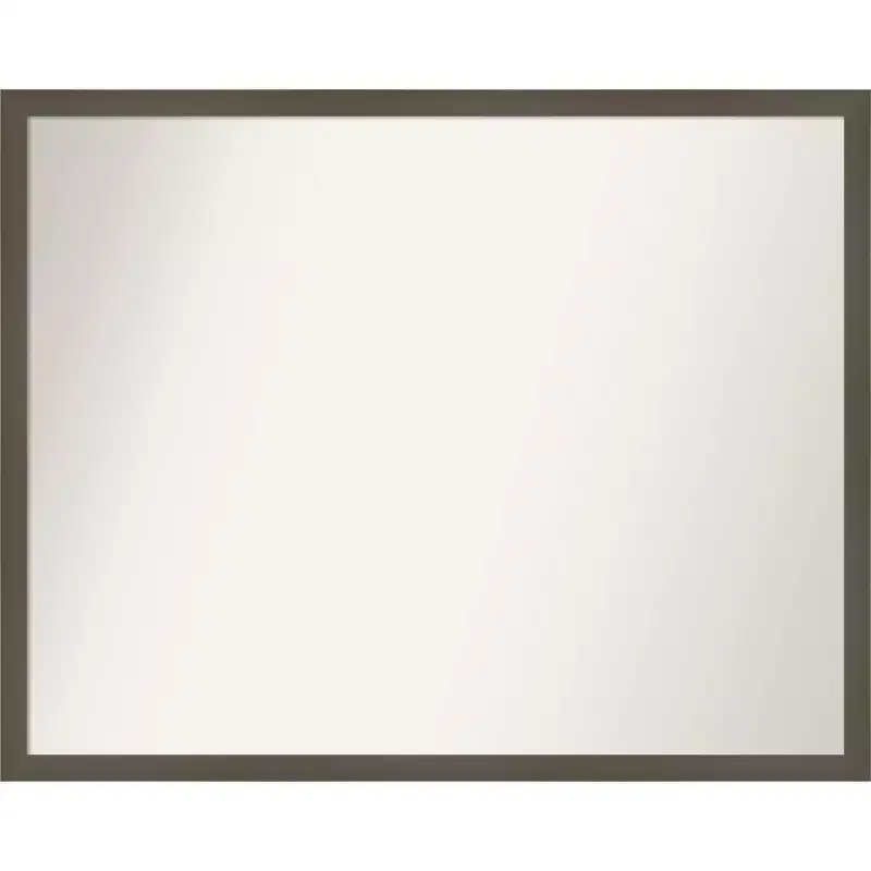 30" x 24" Non-Beveled Svelte Clay Gray Wood Bathroom Wall Mirror - Amanti Art