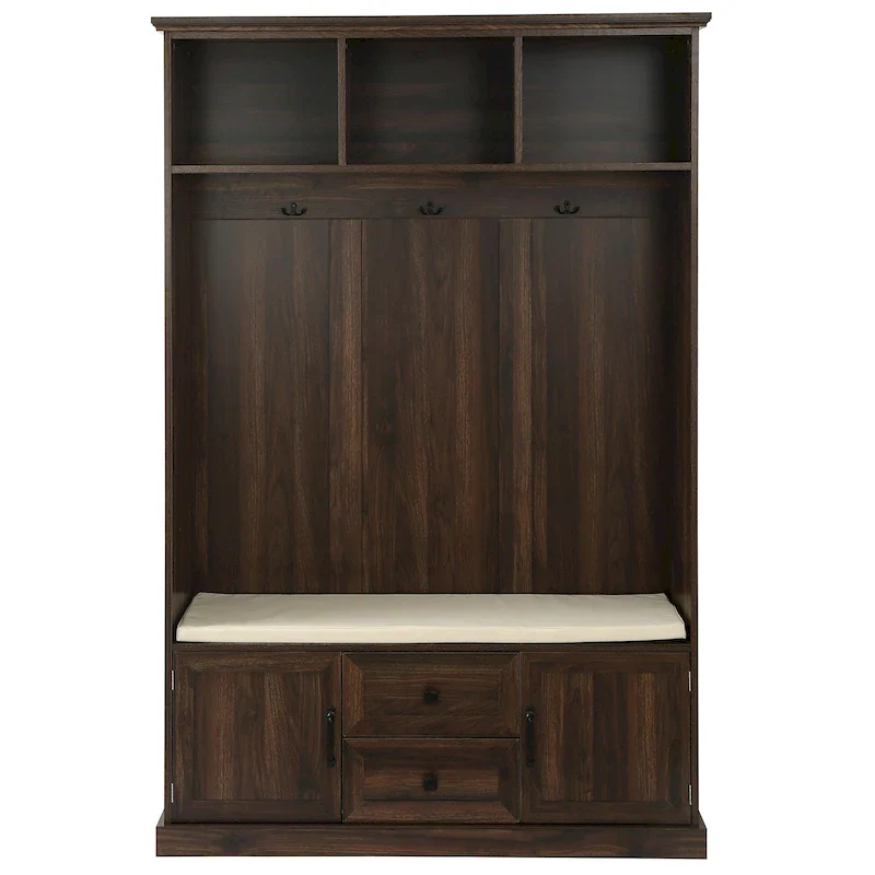 3-in-1 Design Hall Tree with 3 Hooks and Storage Bench - 47.24W x 70.9H x 15.74D
